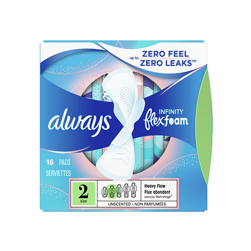Always Infinity FlexFoam Pads For Women, Size 2, Super Absorbency, Unscented, 16 ct.