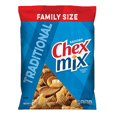 Chex Mix Snack Mix, Traditional, Savory Snack Bag, Family Size, 15 oz