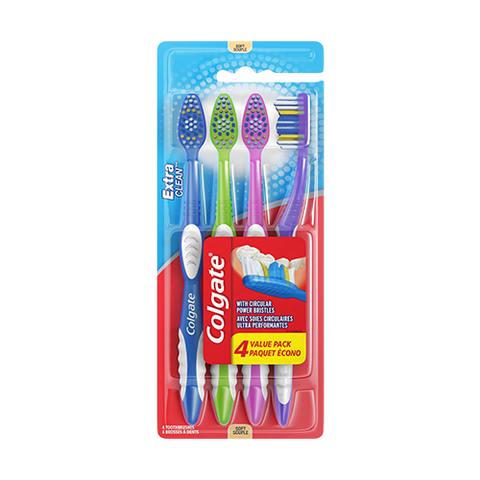 Colgate Extra Clean Full Head Toothbrush, Soft - 4 ct.