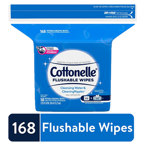 Cottonelle Flushable Wet Wipes for Adults, 1 refill pack, 168 Flushable Wipes