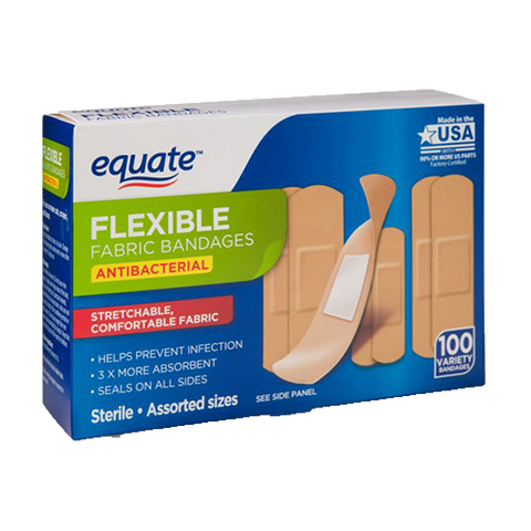 Equate Antibacterial Flexible Fabric Bandages, 100 ct.