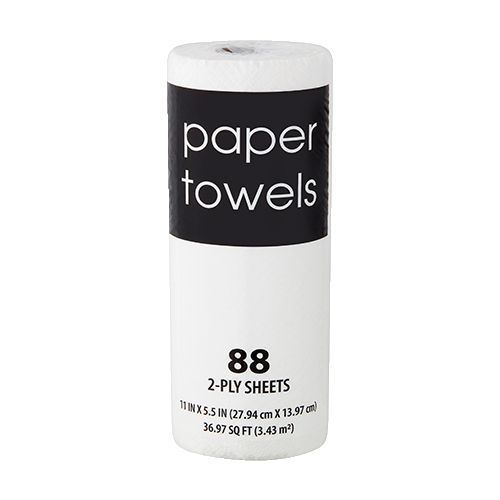 Paper Towels, 2-Ply, 1 Roll, 88 sheets
