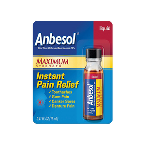 Anbesol Liquid Maximum Strength, Instant Oral Pain Relief, .41 oz.
