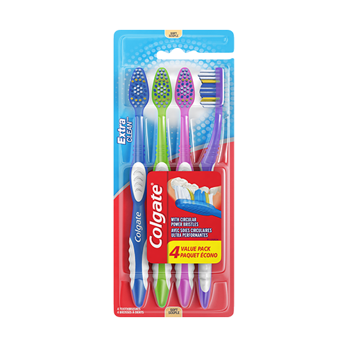Colgate Extra Clean Full Head Toothbrush, Soft - 4 ct.