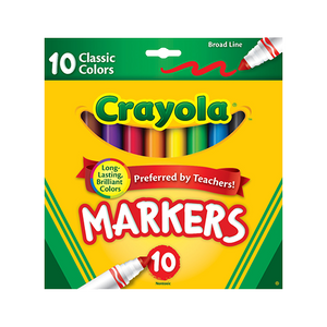 Crayola Broad Line Art Markers, Assorted Colors, Child, 10 ct.