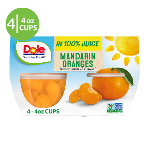 Dole Fruit Bowls Mandarin Oranges in 100% Fruit Juice Bowls, 4 Oz, 4 Count