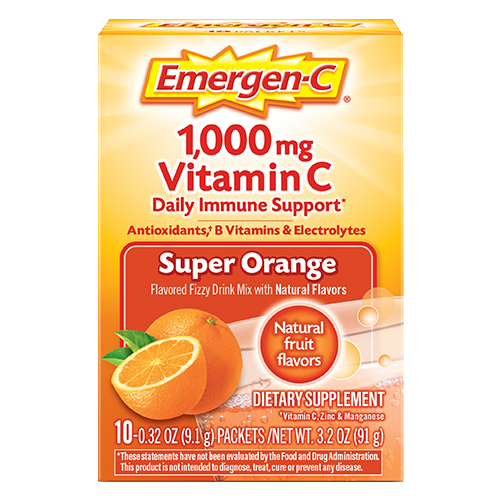 Emergen-C Vitamin C Supplement for Immune Support, Super Orange, 10 Ct