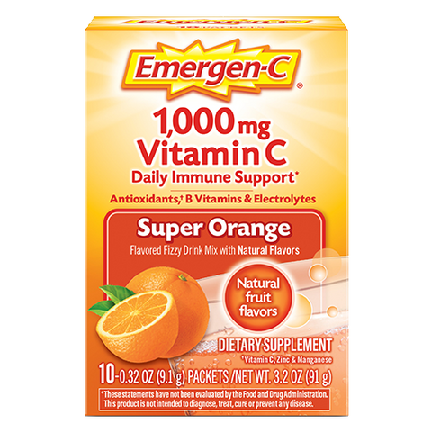 Emergen-C Vitamin C Supplement for Immune Support, Super Orange, 10 Ct