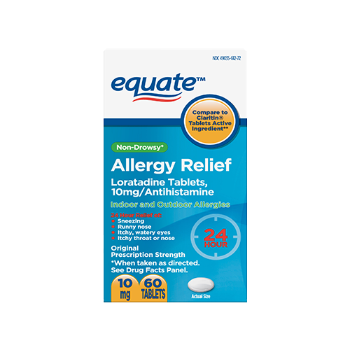 Equate Allergy Relief Loratadine Tablets 10 mg, Antihistamine, 60 count