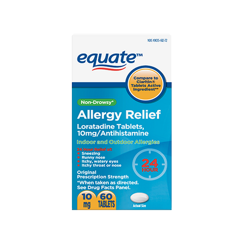 Equate Allergy Relief Loratadine Tablets 10 mg, Antihistamine, 60 count