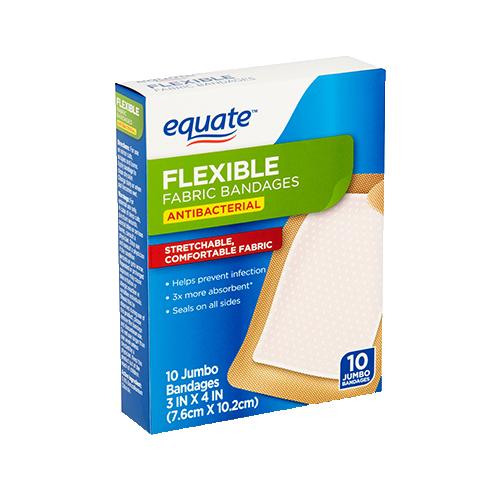 Equate Antibacterial Flexible Fabric Bandages, 10 ct.