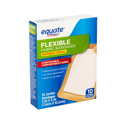Equate Antibacterial Flexible Fabric Bandages, 10 ct.