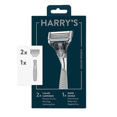 Harry's Men Razor: 1 Chrome Edition Handle + 2 Razor Blade Refills