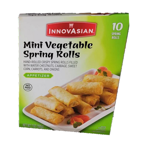 InnovAsian Mini Vegetable Spring Rolls Frozen Appetizer, 7 oz