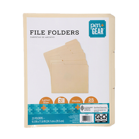 Manila File Folder, Letter Size, 25 per pack