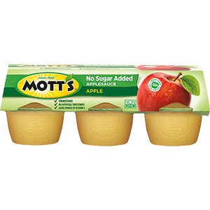 Mott's No Sugar Added Applesauce, 3.9 oz cups, 6 count
