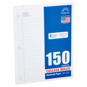 Notebook Paper, College Ruled, 150 pgs, 8 x 10.5", 150 sheets