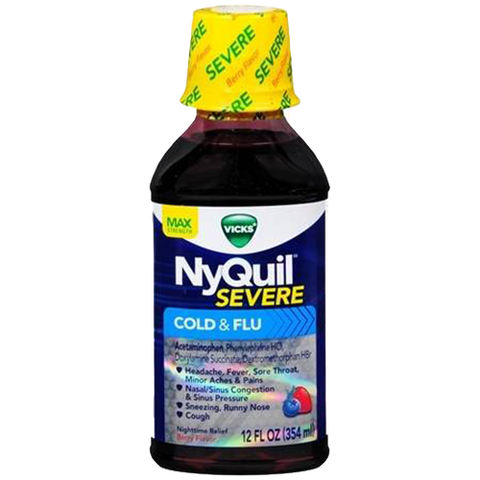 Nyquil Severe Cold & Flu Berry Flavor, 12 oz