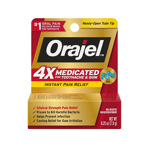 Orajel 4X Medicated For Toothache & Gum Gel, .25 oz.