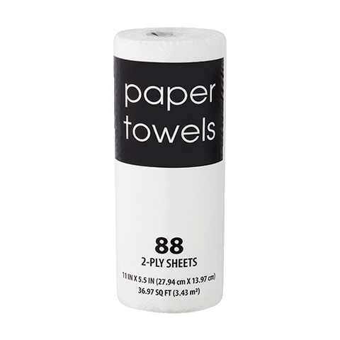 Paper Towels, 2-Ply, 1 Roll, 88 sheets