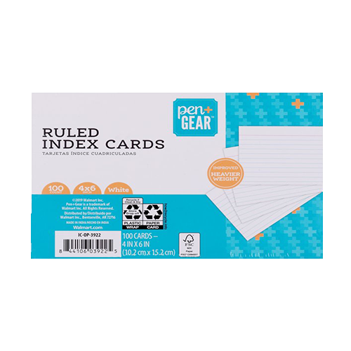 Pen + Gear Ruled Index Cards, 4 x 6, White, 100 ct. – Clutch Deliveries
