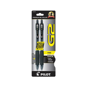 Pilot G2 Retraceable Gel Ink Pens, Fine Point, Black, 2 pack