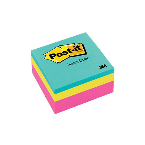 Post-it Notes Cube Mixed Case, 3" x 3", Pink and Orange Wave, 400 sheets, per cube