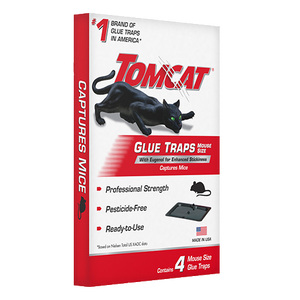 Tomcat Glue Traps Mouse Size with Eugenol for Enhanced Stickiness, 4 Pack