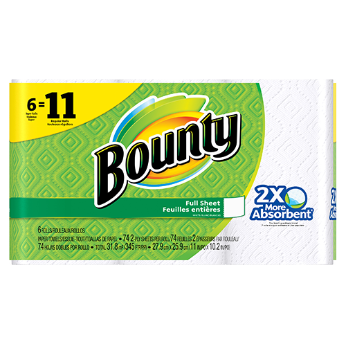 Bounty Paper Towels 2 Rolls 2X More Absorbent