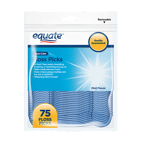 Equate Duo Line Floss Picks, 75 count
