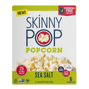SkinnyPop Microwave Popcorn Sea Salt, 2.8 oz, 6 ct.